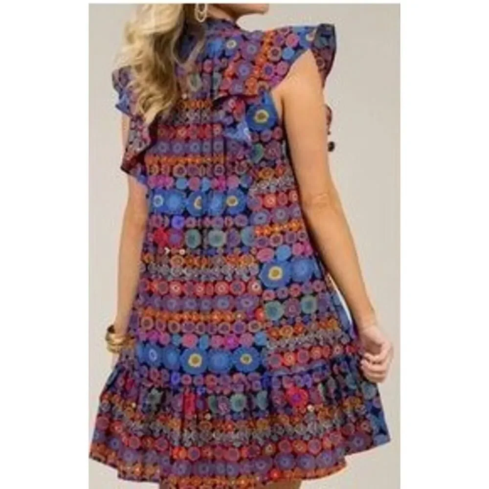 PINCH Floral Pintuck Mini Dress Sz. L